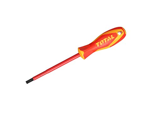 TOTAL - Isolierter Schlitzschraubendreher - Für Elektrische Arbeiten - Chrom-Vanadium - SL4 X 100 mm - VDE Standardzertifizierung von TOTAL