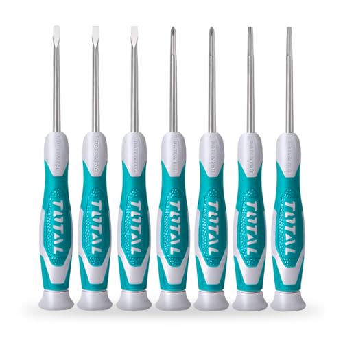 TOTAL - Set aus 7 Präzisionsschraubendrehern - 3 mit Flachspitze, 2 mit Phillips-Spitze und 2 mit Torx-Spitze - Inklusive Etui - Bi-Material Griff - Chrom-Vanadium TOTAL - Set aus 7 Präzisionsschraubendrehern - 3 mit Flachspitze, 2 mit Phillips-Spitze und 2 mit Torx-Spitze - Inklusive Etui - Bi-Material Griff - Chrom-Vanadium von TOTAL