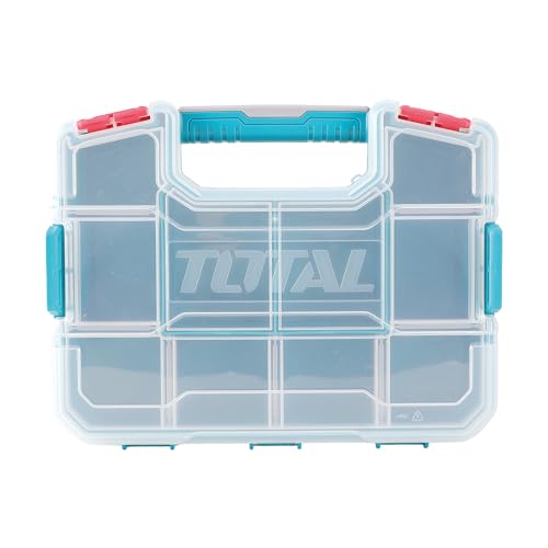 TOTAL - Stapelbare Kunststoff-Organizer-Box Modell TPBX1121 | Mit Griff und Transparentem Deckel | Runde Ecken | 10 Fächer | Langlebig und Robust | Maße 305 x 230 x 65 mm | Kunststoff | Blau TOTAL - Stapelbare Kunststoff-Organizer-Box Modell TPBX1121 | Mit Griff und Transparentem Deckel | Runde Ecken | 10 Fächer | Langlebig und Robust | Maße 305 x 230 x 65 mm | Kunststoff | Blau von TOTAL