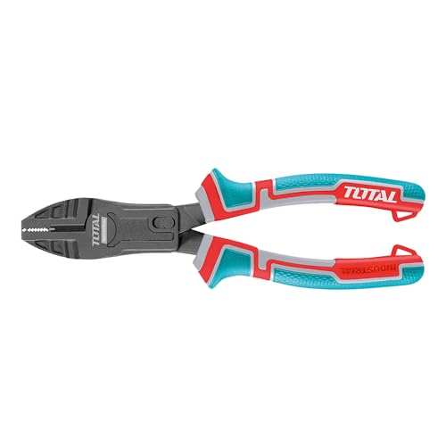 TOTAL - Universalzange - 200 mm – Cr-V-Stahl mit Teflon - Ergonomischer Trimaterial-Griff - Multifunktional und verstärkt - Schutzvorrichtung gegen Stürze von Total