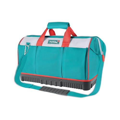 TOTAL - Werkzeugtasche aus Segeltuch, Mod. THT16163 | Verstärkt mit Gummiboden | Trägt bis zu 20 KG | Verstellbare Griffe und Riemen | Innentaschen | Maße 41 x 25 x 26 cm | Polyester | Blau TOTAL - Werkzeugtasche aus Segeltuch, Mod. THT16163 | Verstärkt mit Gummiboden | Trägt bis zu 20 KG | Verstellbare Griffe und Riemen | Innentaschen | Maße 41 x 25 x 26 cm | Polyester | Blau von TOTAL
