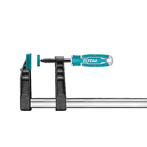 TOTAL - Tightening Sergeant | 800 x 120 mm | Maximale Anzugskraft von 450 kg | Mit automatischem Entriegelungshebel | Für Tischlerarbeiten | Zum Halten von Teilen | Schwarzer Kunststoff von TOTAL