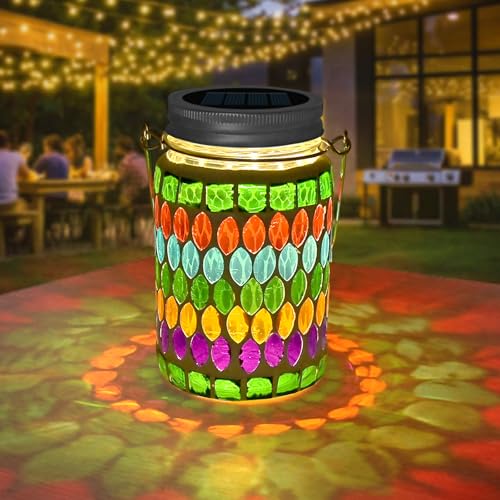 TOTHDATE 1PCS Solar Mosaik Leuchte für Außen, On/Off Glas Mosaik Hängend Licht Solarlaterne Tischleuchte IP65 Wasserdicht für Rasen Pfad Hof Deck Boden Teich, Grün Mosaik Licht von TOTHDATE