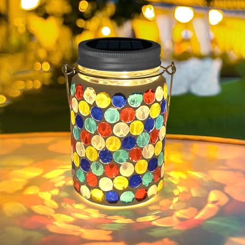 TOTHDATE 1PCS Solar Mosaik Leuchte für Außen, On/Off Glas Mosaik Hängend Licht Solarlaterne Tischleuchte IP65 Wasserdicht für Rasen Pfad Hof Deck Boden Teich, Punktmuster Mosaik TOTHDATE 1PCS Solar Mosaik Leuchte für Außen, On/Off Glas Mosaik Hängend Licht Solarlaterne Tischleuchte IP65 Wasserdicht für Rasen Pfad Hof Deck Boden Teich, Punktmuster Mosaik von TOTHDATE
