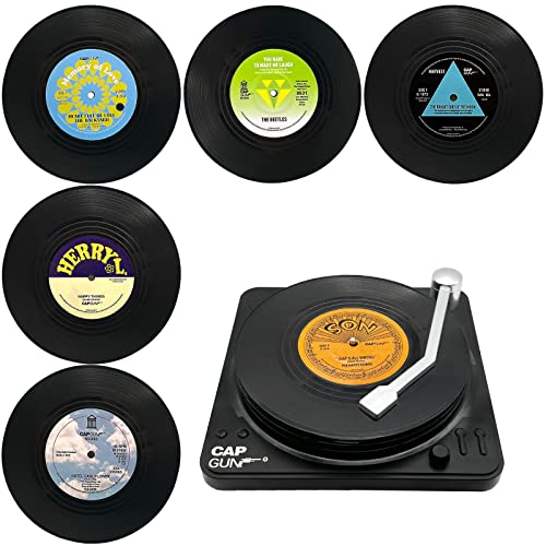 TOTHDATE 6er-Set Schallplatten Untersetzer Set mit Halter, Rund Vinyl Untersetzer rutschfeste Getränke Untersetzer Kaffee Tee Untersetzer Neuheit für Getränke Bars Cafés Home Pub Partys, Stil 2 von TOTHDATE