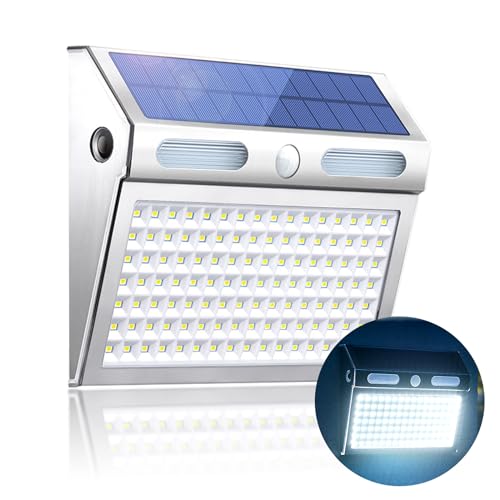 TOTHDATE Haustür Solarleuchte mit Bewegungssensor, Kaltweiß Licht 112 LEDS Solar Wandleuchte IP65 Wasserdicht 2200mAh Solar Sicherheitsleuchte für Gartengaragen-Gartenzaun von TOTHDATE