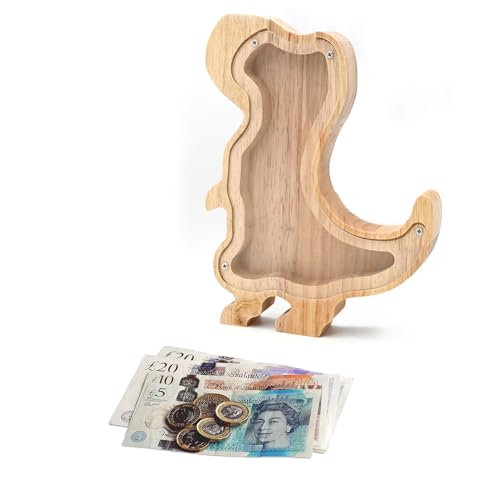 TOTHDATE Holz Spardose Kinder - Dinosaurier Spardose, Tiere Spardose mit Alphabet Aufkleber hölzerne Münze Bank Kinder Home Decoration von TOTHDATE