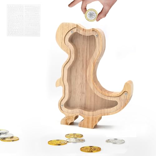 TOTHDATE Holz Spardose Kinder - Dinosaurier, Tiere Spardose mit Alphabet Aufkleber Hölzerne Münze Bank Kids Junge Home Decor TOTHDATE Holz Spardose Kinder - Dinosaurier, Tiere Spardose mit Alphabet Aufkleber Hölzerne Münze Bank Kids Junge Home Decor von TOTHDATE