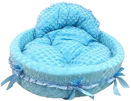 Haustier Nest Luxus Hundehütte Zwinger Nest Matte Haustier Hund Tasche Haus Katze Bett Für Kleine Mittelgroße Hunde Haustier Bett Sofa Hund Sofa Teddy Haus Indoor Haustierhaus(Blue,50 * 55 * 12cm) von TOTIKI