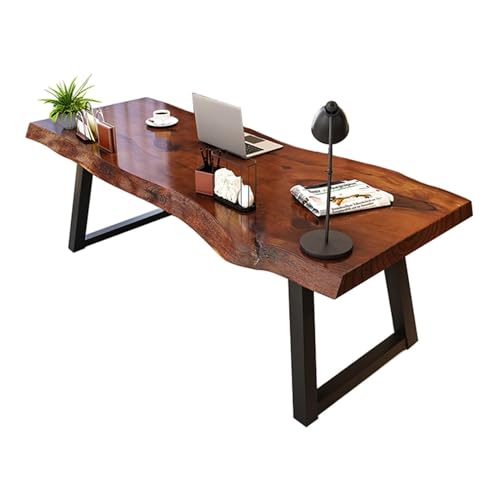 TOTIKI Computertisch Computertisch Im Industriestil, Bürotisch Aus Massivholz, Schreibtisch, Schreibtisch, 5 cm Dicke Schreibtischplatte Mit Schmiedeeisernen Beinen Study Table(140x75x75cm) von TOTIKI