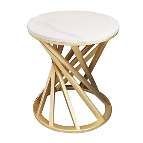 TOTIKI Couchtisch Marmor-Couchtisch, Einfacher, Moderner Beistelltisch, Sofa, Ecke, Schlafzimmer, Wohnzimmer, Schmiedeeisen, Kleiner Beistelltisch Wohnzimmertisch(White) von TOTIKI