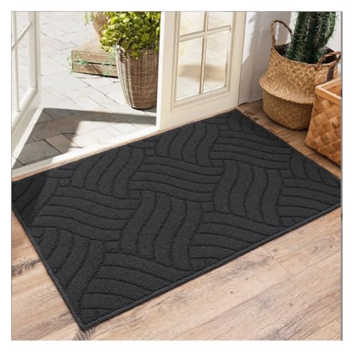 TOTIKI Doormat Vorder- Und Hintertürmatten, rutschfest, Saugfähig, Antifouling-Eingangstürmatten, Waschbar Fußabtreter Innen(Black,50x80cm) von TOTIKI