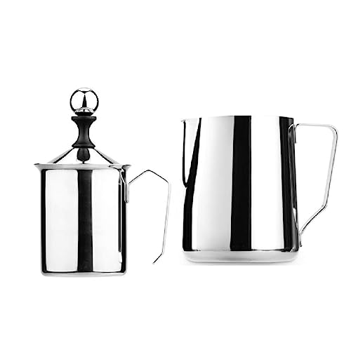 TOTIKI Kaffee Frother Edelstahl-Handpumpen-Milchaufschäumer, Manuell Betriebener Milchschaumbereiter Für Kaffee Hand MilchaufschäUmer(3pcs) von TOTIKI