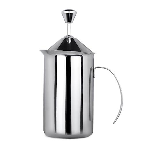 TOTIKI Kaffee Frother Manueller Milchaufschäumer Aus Edelstahl, Handpumpe, Kaffeeaufschäumer Hand MilchaufschäUmer(18.8 * 8cm) von TOTIKI