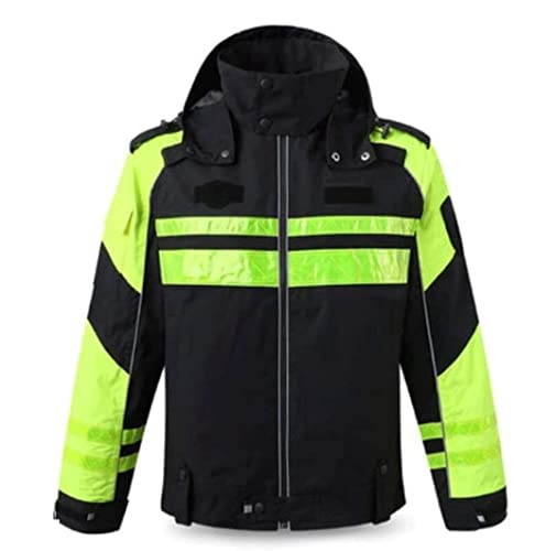 TOTIKI Warnweste Radfahren Reflektierender Anzug, Oxford Tuch Sicherheitsjacke Männer Schwarz Winddicht Winter Warme Atmungsaktive Arbeitskleidung Sicherheitsweste(XL) von TOTIKI