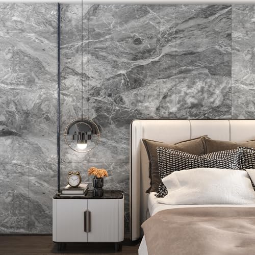TOTIO 122CMx9M Extra Breit Graue Klebefolie in Marmoroptik Selbstklebende Marmortapete Wasserdichte Möbelfolie DIY Vinyl-Wandfolie Matt Angedickt Für Wände,Küchen,Bäder,Arbeitsplatten usw.[Zementgrau] von TOTIO
