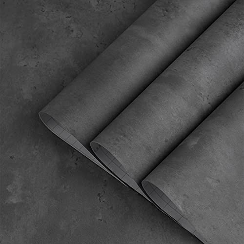 TOTIO Extra Breite Klebefolie Möbelfolie Selbstklebende Tapete Dunkelgrau Betontextur Dicker Matt 80CMx10M Wasserfeste Möbelaufkleber Zementmuster Dekorfolie Vinyl Selbstklebe Folie DIY Wandaufkleber von TOTIO
