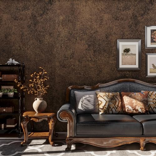 TOTIO Goldtapete Klebefolie Dunkelbraune Vinyl-Wandfolie Möbel Folie Bronze Gold Betonoptik 40CMx3M Matt Verdickt Selbstklebend Wasserfest Abnehmbar Blasenfreies Design Dekofolie im Industriellen Stil von TOTIO