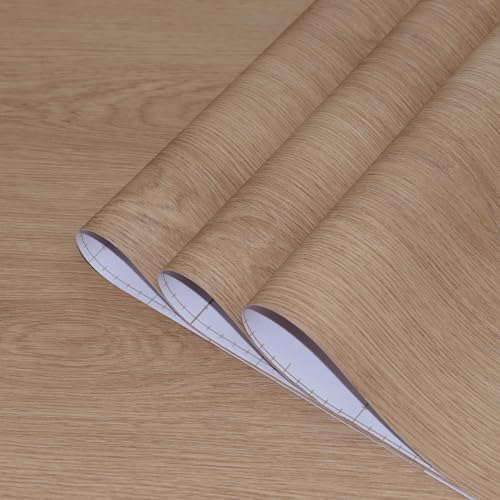 TOTIO Selbstklebende Tapete Holzmaserungsoptik Klebefolie Wasserdichte Möbelfolie 3D Eiche Maserung Hellbraun 40CMx9M Mit Luftführung Mattes Verdickt Vinyl Folie Für Küche Bad Wohnzimmer Neutral Braun TOTIO Selbstklebende Tapete Holzmaserungsoptik Klebefolie Wasserdichte Möbelfolie 3D Eiche Maserung Hellbraun 40CMx9M Mit Luftführung Mattes Verdickt Vinyl Folie Für Küche Bad Wohnzimmer Neutral Braun von TOTIO