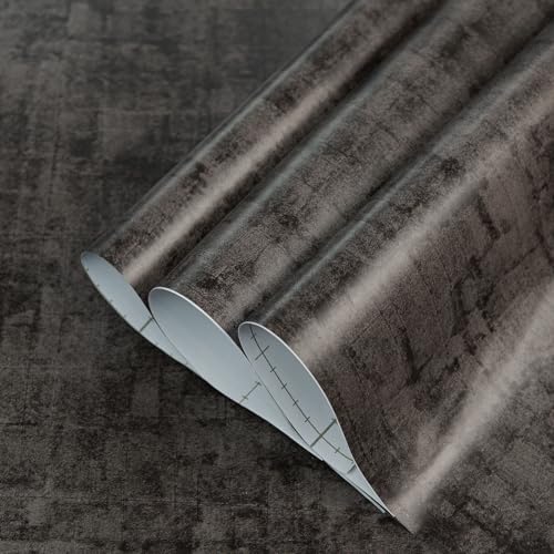 TOTIO Klebefolie Grauschwarz Tapete Vinyl-Wandfolie Möbel Folie Kohle Grau Betonoptik 40CMx3M Matt Verdickt Selbstklebend Wasserfest Abnehmbar Blasenfreies Design Dekofolie im Industriellen Stil von TOTIO