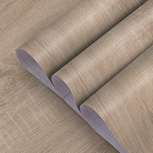 TOTIO Selbstklebende Tapete Klebefolie Möbelfolie Hellgrau Eiche Gemasert Matt 40CMx3M Wasserfeste Möbelaufkleber Woodgrain-Dekorfolie DIY Selbstklebe Folie Vinyl Wandaufkleber für Kabinett, Tische von TOTIO