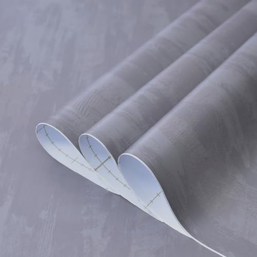 TOTIO Silbergraue Selbstklebende Tapete Betonoptik Klebefolie Hellgrau Dekofolie Wasserfeste Möbelaufkleber DIY-Wandaufkleber Klebetapete 40CMx9M Matt Verdickt Luftleitendes Design Vintage-Industrie von TOTIO