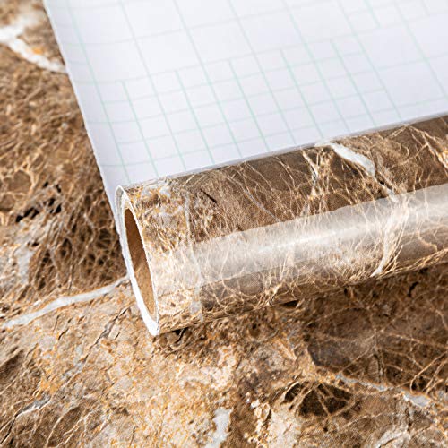 TOTIO Wasserfeste Selbstklebende Tapete Braun Klebefolie in Marmoroptik Vinyl Möbelfolie Granit Textur 60CMx9M Matt Dicker DIY Dekofolie für Küchenrückwände TV-Kulissen Küchenarbeitsplatten von TOTIO