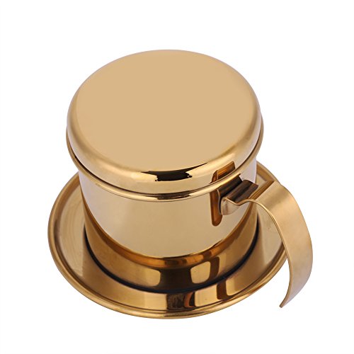 TOTITOM Kaffeemaschine Hitzebeständige Küche Kaffeekanne für den Haushalt Moka Kanne Herd Kaffeemaschine Espresso Edelstahl Tasse Vietnamesischer Kaffee Tropffilter Maker Infuser Home(Gold) von TOTITOM