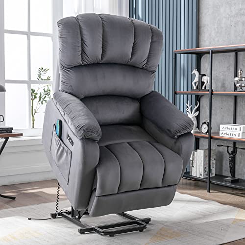 TOTITOM Massagestühle, Elektrisch Relaxsessel, Fernsehsessel mit Liegefunktion Massagefunktion Wärmefunktion, Massagesessel mit Fernbedienung, Ruhesessel Stoff, Liegesessel neues Modell2024 NEU(Grau) von TOTITOM