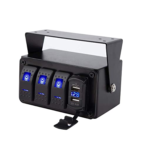 TOTMOX 3 Gang 12V-24V Rocker Switch Panel mit 4.8A Dual USB Fast Charge/Quick Charge 3.0 Ports, Universal Switch Panel for Marine Boat Truck Car TOTMOX 3 Gang 12V-24V Rocker Switch Panel mit 4.8A Dual USB Fast Charge/Quick Charge 3.0 Ports, Universal Switch Panel for Marine Boat Truck Car von TOTMOX