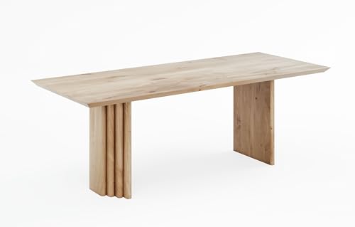 TOTOKO Esstisch/Esszimmertisch aus massivem Eichenholz mit Metall-Holzfüßen | Küchentisch L220 x B100 x H76 cm | XXL Holztisch aus Massivholzplatte| Dining Table | Made in EU von TOTOKO