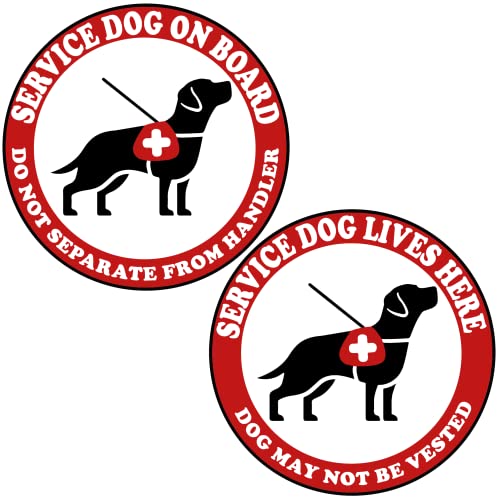 TOTOMO Service Dog Aufkleber - 15,2 x 15,2 cm (Set mit 2 Aufklebern) - Fenster - Vinyl - Rot - Wiederverwendbar - Rund - Outdoor - Matt von TOTOMO