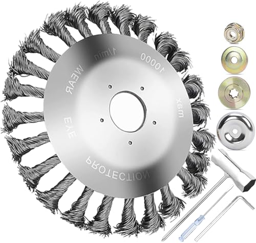 Unkrautbürste Freischneider, Profi Wildkrautbürste für Motorsense, Fugenbürste Rasentrimmer Zubehör, 25,4mm Unkrauttrimmer Drahtbürste Schleifbürste zur Effektiven Unkrautentfernung und Moosentfernung von TOTONY