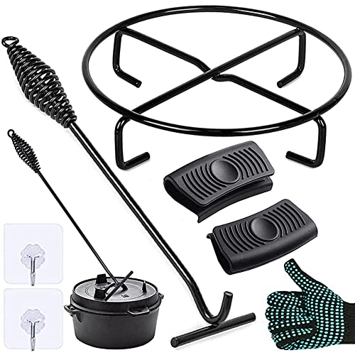 Deckelheber Dutch Oven Haken, 42CM Dutch Oven Deckelheber Griffhaken und Feuertopf Deckelheber, Untersetzer Dutch Oven Ständer, Untergestell, Dutch Oven Zubehör Set für BBQ,Grill,Camping,Küchen Deckelheber Dutch Oven Haken, 42CM Dutch Oven Deckelheber Griffhaken und Feuertopf Deckelheber, Untersetzer Dutch Oven Ständer, Untergestell, Dutch Oven Zubehör Set für BBQ,Grill,Camping,Küchen von TOTONY