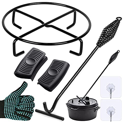 Deckelheber Dutch Oven Griffhaken, 26CM Dutch Oven Haken, Feuertopf Deckelheber, Dutch Oven Untersetzer, Ständer, Untergestell Dutch Oven Zubehör Set von TOTONY