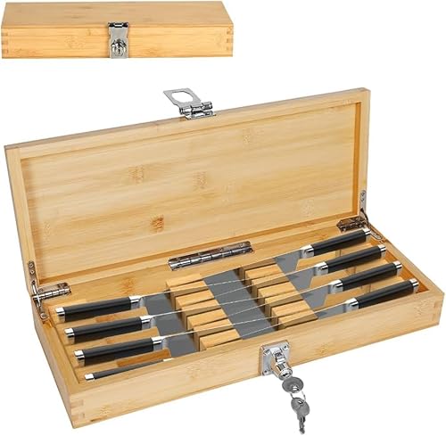 TOTOOSE Küchenmesser-Aufbewahrungsbox mit Schloss – Derkerry abschließbarer Bambus-Messer-Organizer – 1 Stück, braun, Messerschutzbox, Messerblock von TOTOOSE