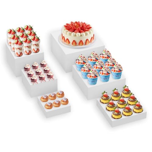 TOTOOSE Set mit 6 Acrylwürfeln, 6 Größen, stapelbare Erhöhungen mit hohlen Böden, Acryl-Boxen für Display, Acryl-Ständer, Kunststoffwürfelständer für Tischdekoration von TOTOOSE