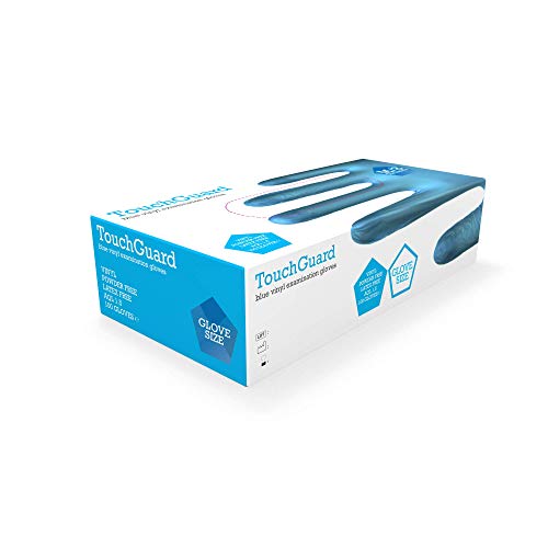 TouchGuard Einwegblaue Vinylhandschuhe, Puderfrei, Schachtel mit 100 Stück, Größe S von TOUCHGUARD