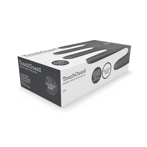 TouchGuard Einweghandschuhe, Nitril, sensitiv, puderfrei, Box mit 100 Stück, Größe L, Schwarz von TOUCHGUARD