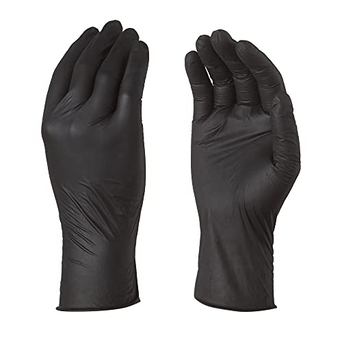 TouchGuard Einweghandschuhe, Nitril, sensitiv, puderfrei, Box mit 100 Stück, Größe S, Schwarz von TOUCHGUARD