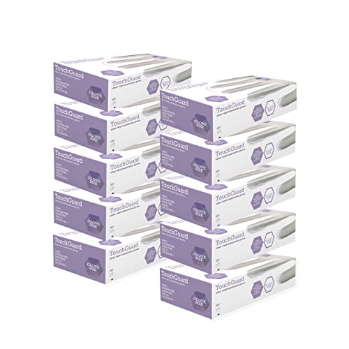 TouchGuard Einweg-Vinylhandschuhe aus Klarem Vinyl, Puderfrei, Schachtel mit 10*100 Stück, Größe M von TOUCHGUARD