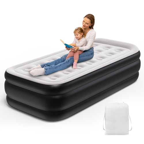 TOUCHXEL Luftmatratze 1 Person, Aufblasbare Luftmatratze Einzelbett mit elektrischer Pumpe (Schwarz, Twin-Matratze) von TOUCHXEL