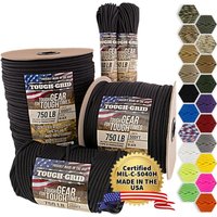 PC500 340kg Paracord - 100% Nylon Militärspezifikationen Typ iv - für Militär, Camping, Kunsthandwerk, Hängematten, Notfälle - Schwarz - Tough-grid von TOUGH-GRID