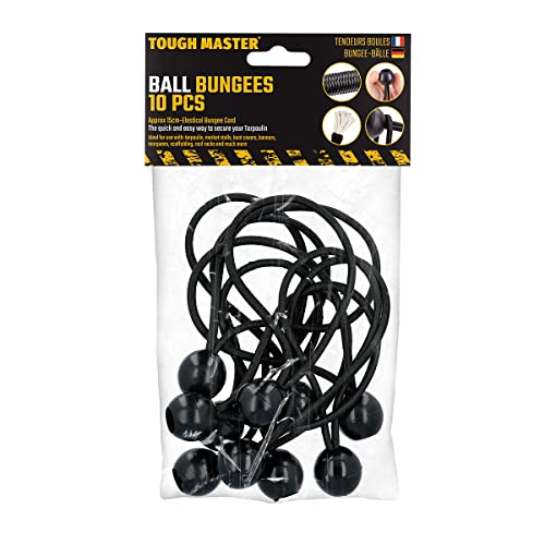 Bungee-Bälle Zeltklammern Schwarze Plane Zeltelastische Knebel Zubehör Elastikbänder Starkes Material Packung mit 10, Tough Master von TOUGH MASTER