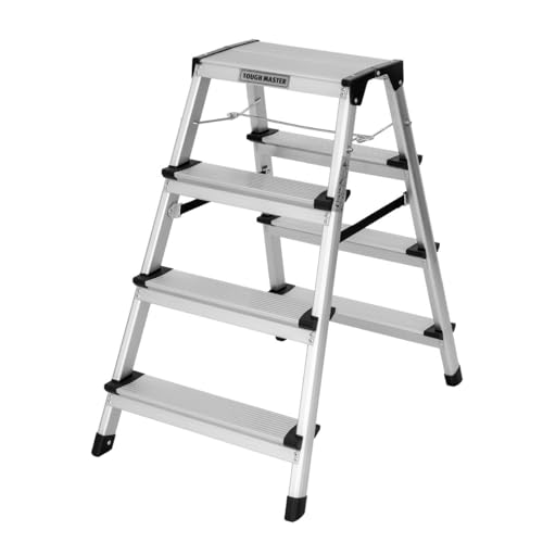 TOUGH MASTER Doppelseitig zusammenklappbarer Tritthocker mit 4 Stufen, 20 x 33,5 cm, robuste Aluminium-Plattform, 150 kg Kapazität, Mehrzweck, Heimwerker, Innen- und Außenbereich TOUGH MASTER Doppelseitig zusammenklappbarer Tritthocker mit 4 Stufen, 20 x 33,5 cm, robuste Aluminium-Plattform, 150 kg Kapazität, Mehrzweck, Heimwerker, Innen- und Außenbereich von TOUGH MASTER