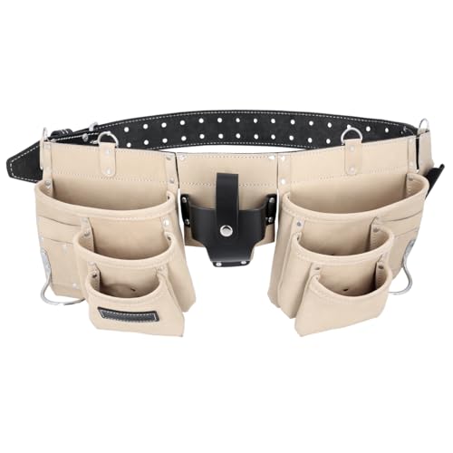 TOUGH MASTER Leder-Arbeits-Gürteltasche mit 12 Taschen aus 1,8mm Büffelleder, Nietenverstärkung, Aufbewahrung, Organizer, Hammerschlaufe (TM-154SP) von TOUGH MASTER