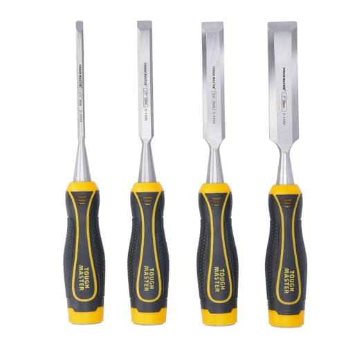TOUGH MASTER Schnitzmeißel-Set für Holz, 4-teilig (6 mm, 13 mm, 19 mm, 25 mm), aus Karbonstahl, mit ergonomischen & rutschfesten Griff (?TM-CS144) von TOUGH MASTER