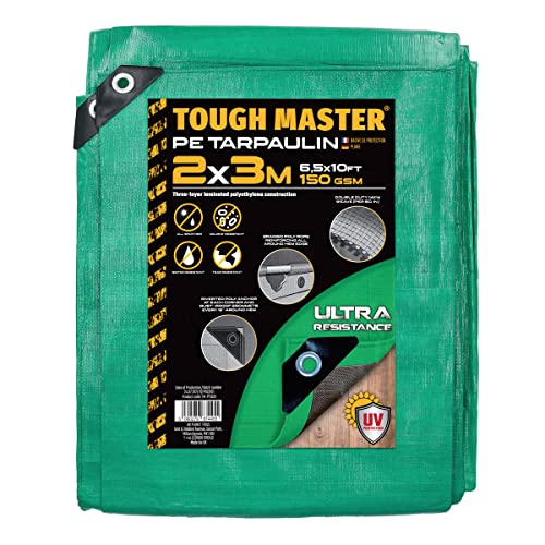 TOUGH MASTER Schwerlastplane wasserdichte Abdeckung Bodenplane (Grün, 2 x 3) von TOUGH MASTER
