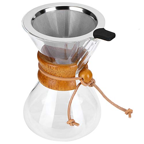 Kaffeekanne, Wiederverwendbare Kaffeemaschine, Hochtemperaturbeständiger Glas-Kaffeetropfbrühtopf Mit Edelstahlfilter(800ml) von TOUISEDGI