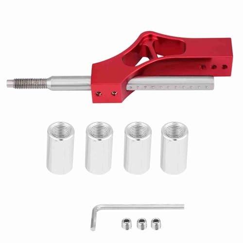 TOUISEDGI Car Stainless Steel Adjustable Height Lever Extension Manual Shift Knob Red Silver M10*1.5cm Stick Shift Vehicle (Red) von TOUISEDGI
